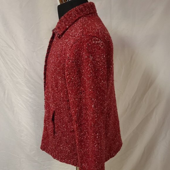 Crazy Horse Liz Claiborne Womens 1 Red Speckled Full Zip Cardigan Sweater Jacket - Picture 7 of 13